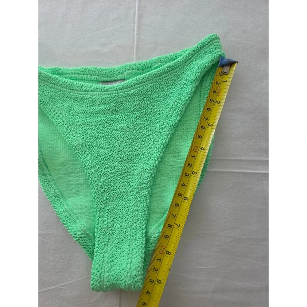 Hunza G Xandra Juno Crinkle Bikini Set One Size Neon Green Two Piece Swimsuit